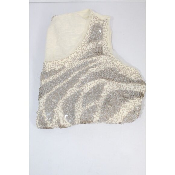 Coldwater Creek Sequin Tank Top Women's M Beige Gray Boho Minimalist Casual - Picture 11 of 13